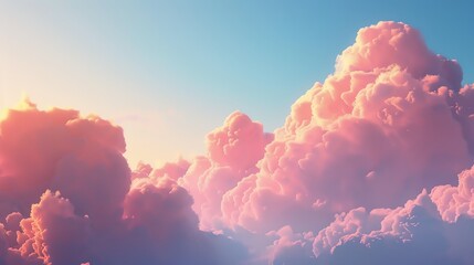 Pink clouds in the sky at sunset, with a warm glow of sunlight.