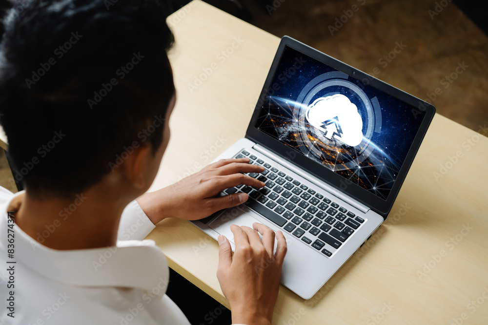 Poster cloud computing software for modish remote work and personal data storage
