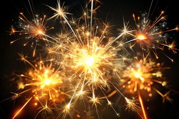 Naklejka premium Blurred sparkler lights creating an abstract festive celebration effect.