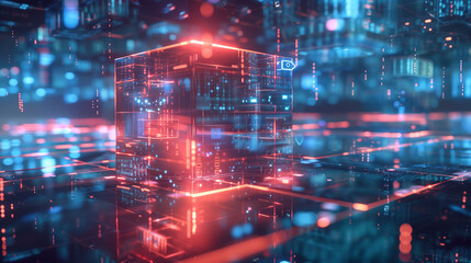Fototapeta premium futuristic technology background digital data cube wallpaper