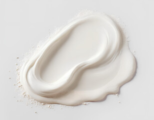 Close-up of Smooth White Cream Smear, cosmetic smears of creamy texture on a white background