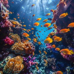 Marine ecosystem: Vibrant coral reef scenery.
