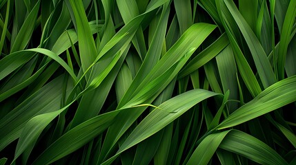 Obraz premium Close-up of vibrant green blades of grass, showcasing their textured surface and natural beauty.