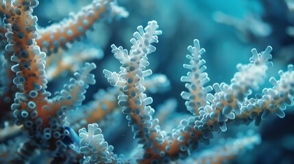 Fototapeta premium Vibrant underwater coral reef with sunlight filtering through.