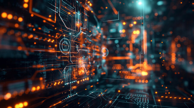 Future technology of binary circuit boards Blue cyber security concept background High speed digital internet Abstract background vector speed technology concept