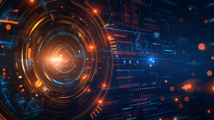 Abstract future technology background 2d illustration Blue eye cyber security concept background. Abstract. High speed digital internet. motion blur