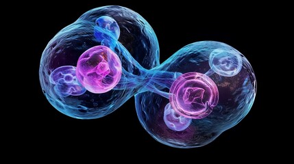 Cell division: mitosis: Illustrate the stages of mitosis, showing how a single cell divides into two genetically identical daughter cells.