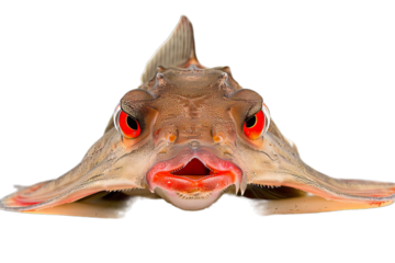 red lipped batfish full body isolated background