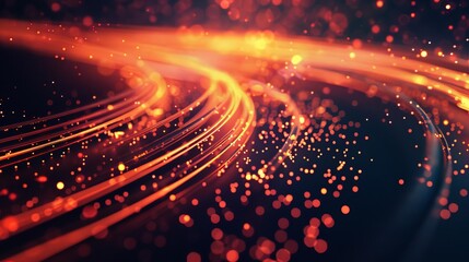 A network of glowing fiber optic cables