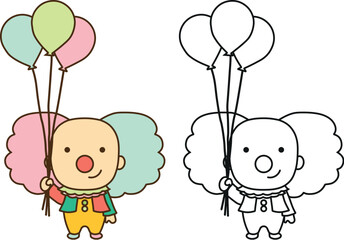 clown vector illustration with balloons