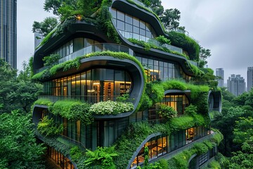 Naklejka premium Sustainable Urban Living. Fusing Nature and Cityscapes through Green Spaces urban