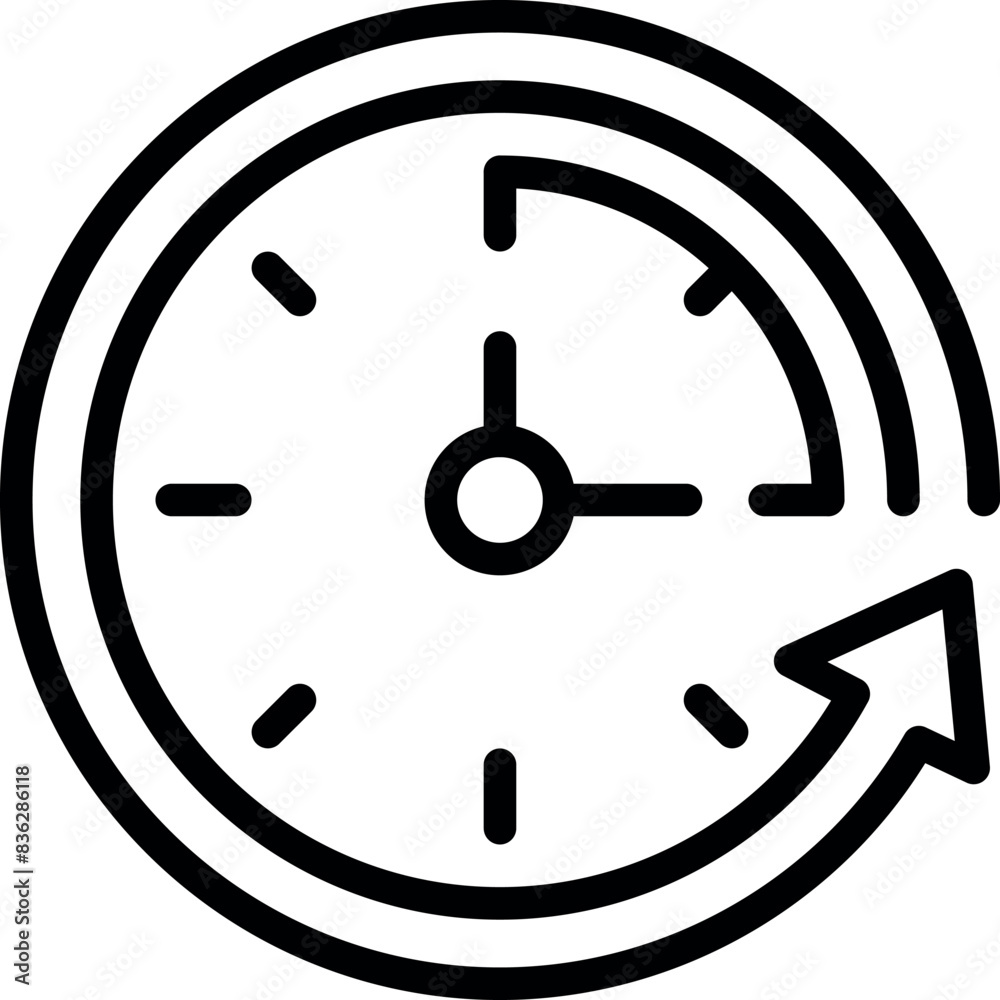 Canvas Prints simple black and white line art illustration of a clock depicting the passage of time