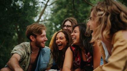 Fototapeta premium friends having fun, group of friends is enjoying a fun-filled day together, laughing and bonding over shared experiences