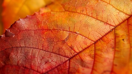Close-Up of Vibrant Autumn Leaves: Highlight the rich colors and intricate details of autumn leaves in a close-up shot.