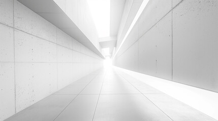 White corridor inside bright futuristic modern glass office building with light colors. 3D rendering