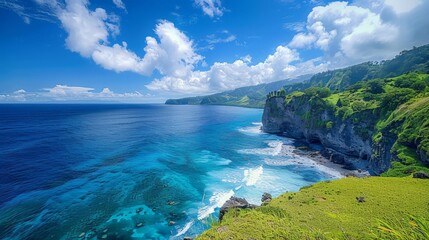 Scenic Coastal Landscape: Capture the breathtaking beauty of a coastal landscape,