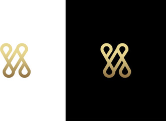 letter n abstract gold colored monogram logo design vector
