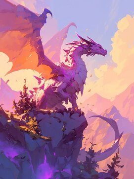 pink dragon in the sunset