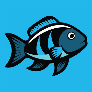recommend clip art: Solid color Cichlid animal vector design