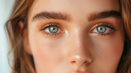 Fototapeta premium Female eye with long eyelashes. Perfect shape make-up and long lashes. Cosmetics and make-up