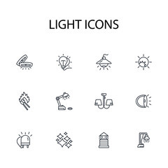 Light icon set.vector.Editable stroke.linear style sign for use web design,logo.Symbol illustration.