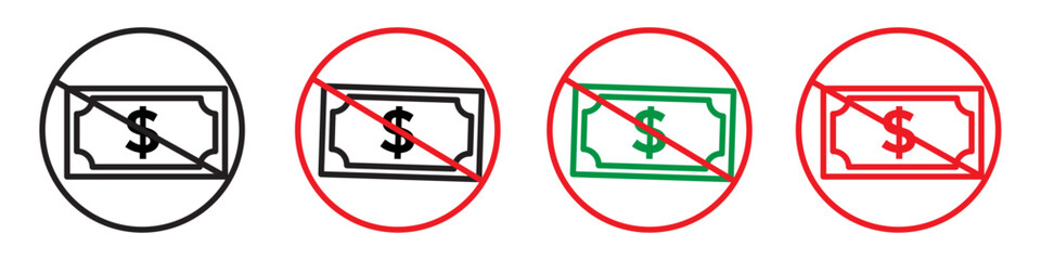 No money icon line art vector