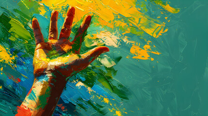 Hand painted illustration of 7 de setembro Brazil Independence Day featuring a hand, AI-generated. Perfect for celebrating the national holiday!