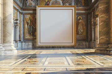 Obraz premium large empty room with a white frame on the wall