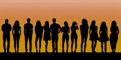 Fototapeta premium Silhouettes of people, back view