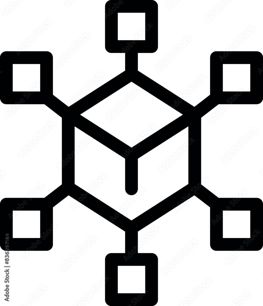 Poster abstract geometric blockchain icon with secure connection technology and decentralized network node 
