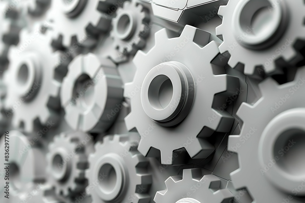 Aufkleber 3d illustration of gears over white background with vignette effect