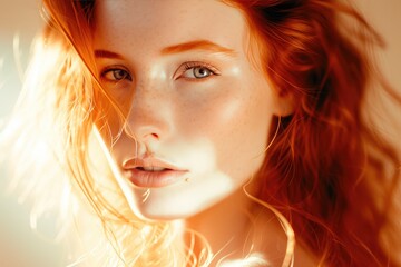Fototapeta premium Sensual Ginger Woman in Warm Tones