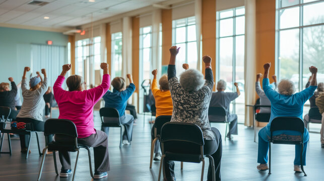 Chair Fitness: Seniors Stay Active in Community Center Class