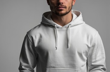 Obraz premium handsome man in white hoodie mockup