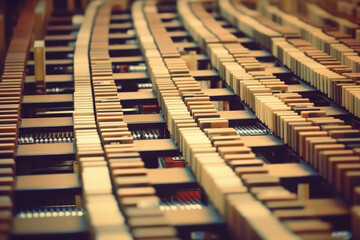 A close-up shot of a modern roller conveyor system