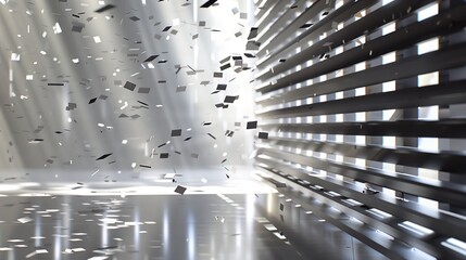 A digital art installation with 25 mm slats appears to float, showcasing versatility and captivating viewers.