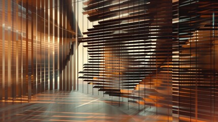Abstract digital art with 25mm slats floating in mid-air, showcasing versatility and captivating viewers.