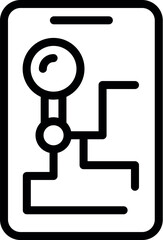 Black linear vector icon illustrating a microscope interface on a mobile phone screen