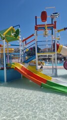 waterpark water slides aquapark summer playing and swimming for children