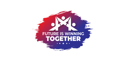 Modern winner people team logo. Connect Conference Meet and get together vector illustration.