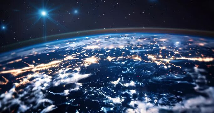 Earth with glowing network lines, visualizing smart grids that optimize energy usage and minimize carbon emissions. Carbon footprint reduction technology