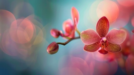 Blurry background behind orchid flower buds
