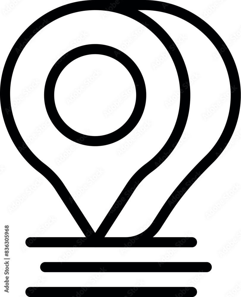 Poster minimalist black and white vector illustration of a simple location pin icon for map navigation and 