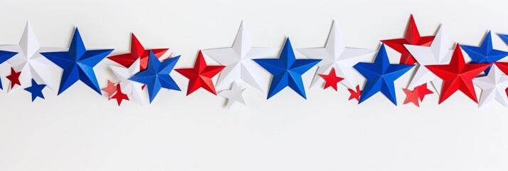 Fototapeta premium 4th of July, Independence Day Holiday banner, Red White Blue Stars, AI Generated, copy space