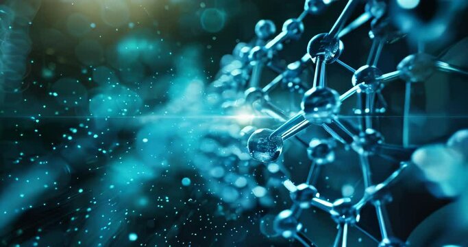 Hologram of carbon molecule split by light beam, showcasing tech innovations breaking down CO2 emissions harmlessly. Carbon footprint reduction technology