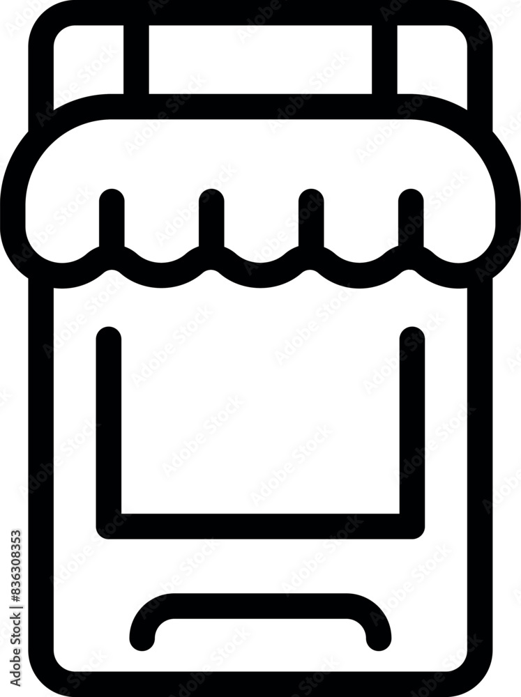 Poster black outline vector icon of a trash bin, suitable for web design and interface use