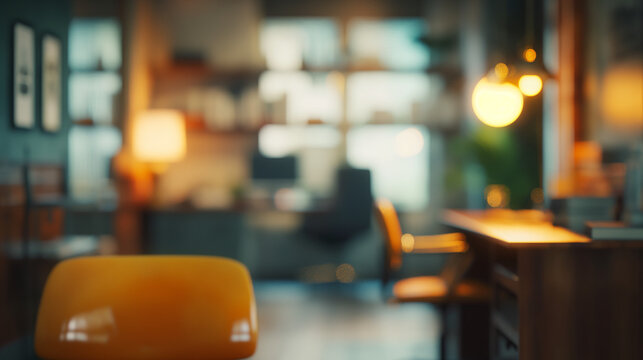 Yellow chair in room with desk