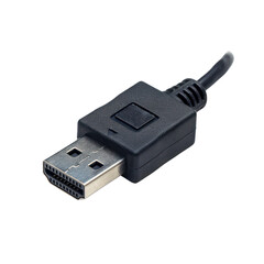 High-quality black DisplayPort cable for reliable digital video and audio connection. Essential for computer and monitor setups. transparent backgrounds