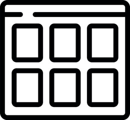 Vector icon of a simplified web browser window with a minimalistic design, in black outline