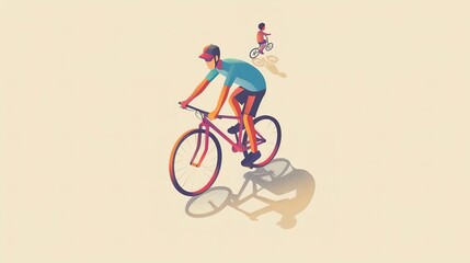 Man riding a bicycle on a sunny day. Happy Father's Day celebration Concept.